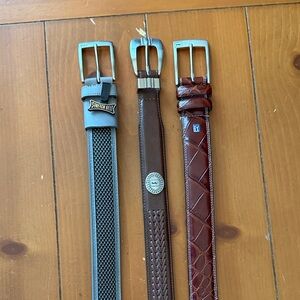 Elegant Brown and Gray Leather Belt Trio